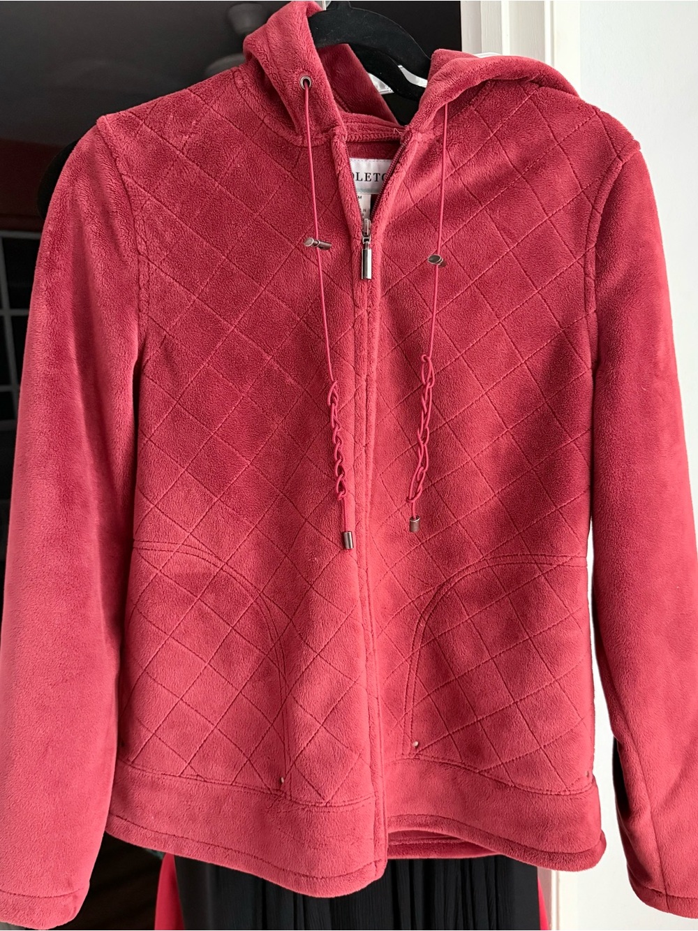 Soft Quilted Hoodie Zip Up Jacket - Red